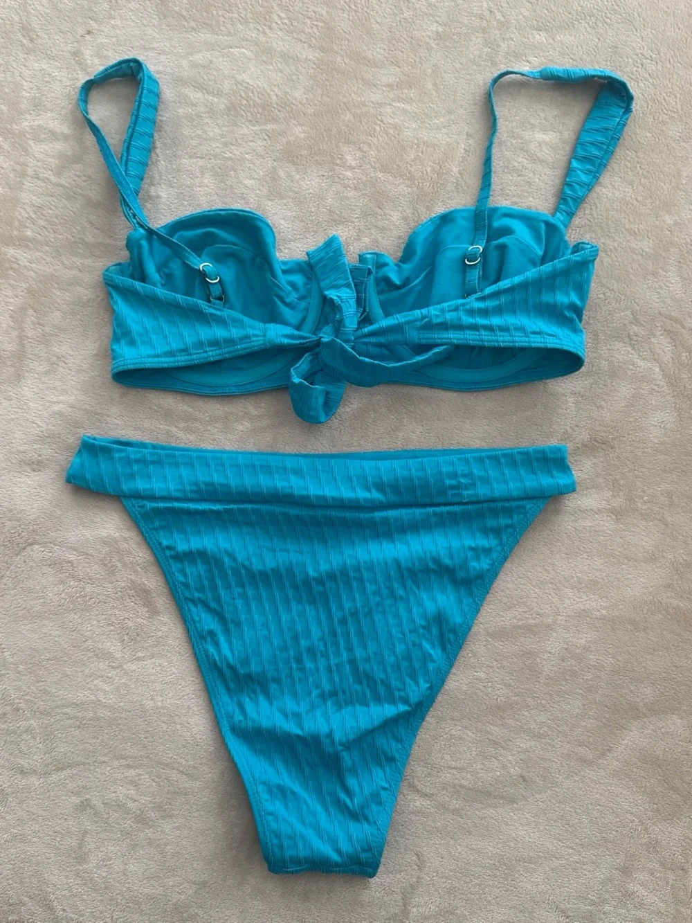 Monday Swimwear Turquoise Ribbed Bikini Top